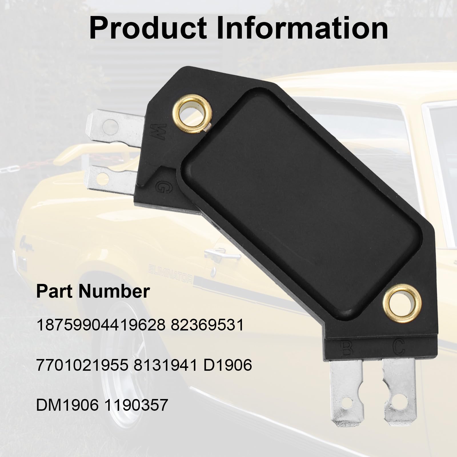 Module de commande d'allumage compatible avec 1974-1988 pour remplacer OE #D1906 DM1906 1190357 8131941 82369531 (Noir)