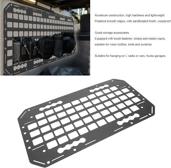 Truck Bed Molle Panel, Rack Aluminum L Track Vehicle Modular Storage Panel for Truck Car RV Garage Organization