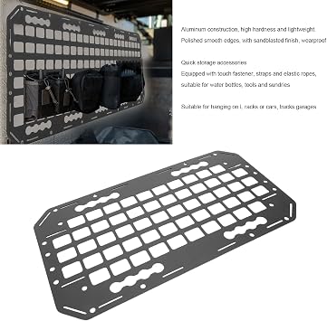 Truck Bed Molle Panel, Rack Aluminum L Track Vehicle Modular Storage Panel for Truck Car RV Garage Organization