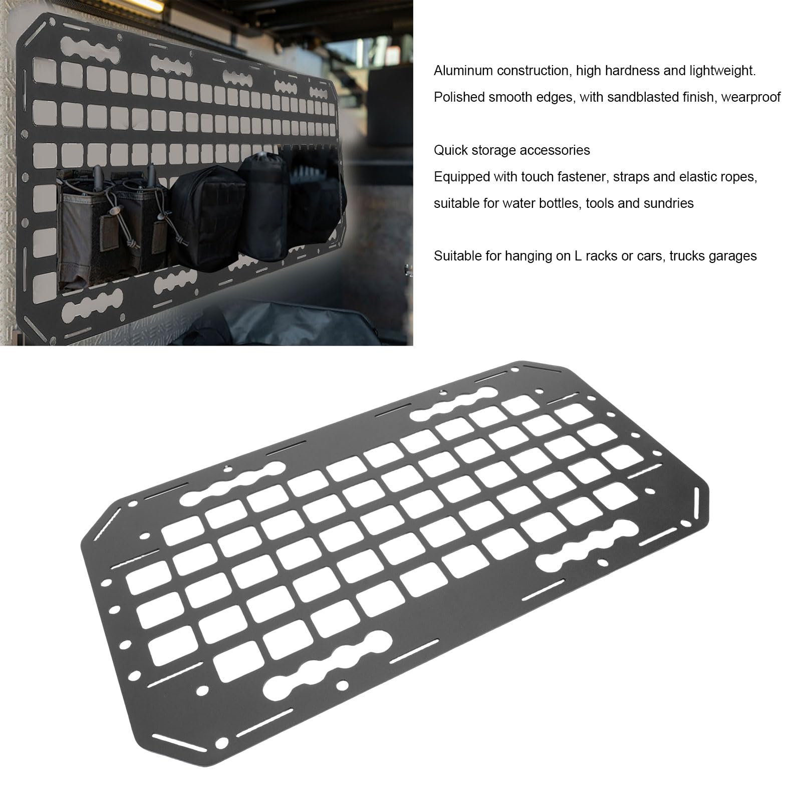 LKW-Ladeflächen-Molle-Panel, Rack-Aluminium-L-Schienenfahrzeug, modulares Aufbewahrungspanel für die Organisation von LKW-Auto-Wohnmobil-Garagen
