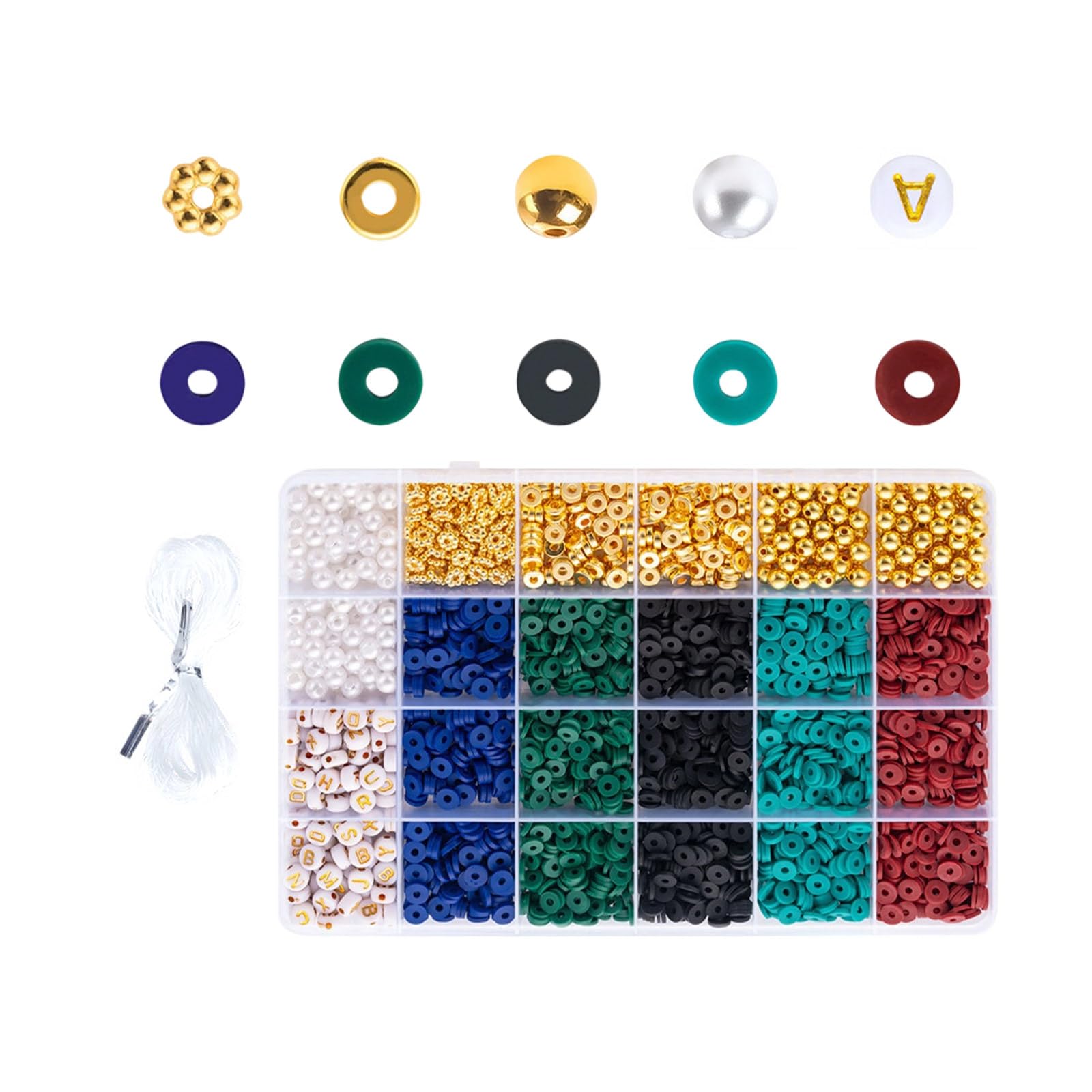 Shurhome Beads Set Craft Round Spacer with Hole Clay for Bracelets Making Clay Set