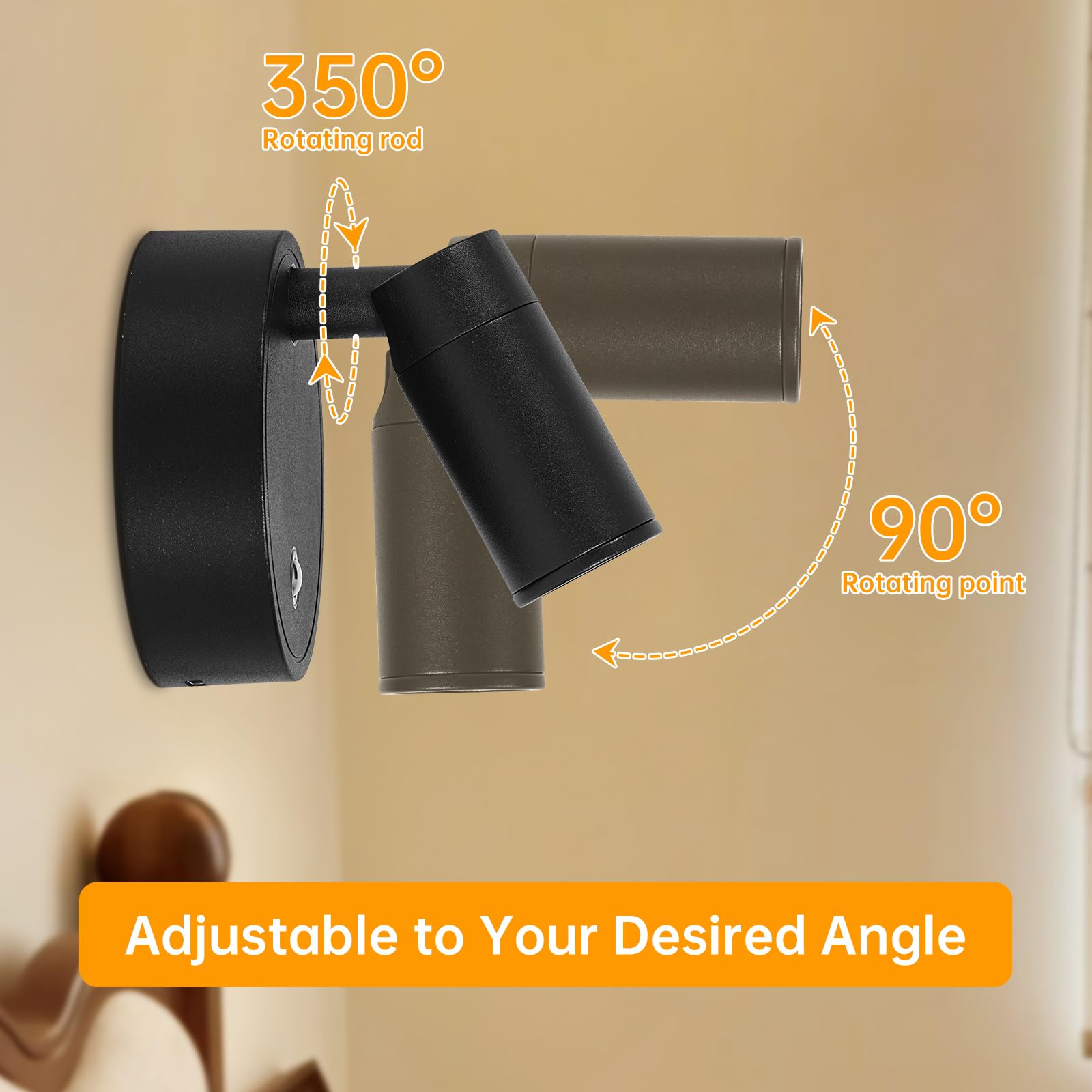 Applique Camera da Letto con Telecomando - Faretto a Batteria 3 Temperature di Colore - Faretto LED di Ricarica USB Intensità Variabile con Funzione Timer - Adatto per Arte, Piante, 4 Pezzo