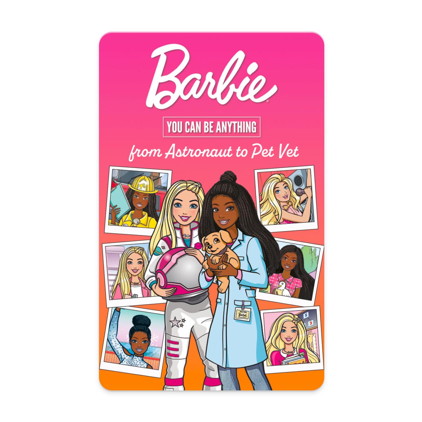 YOTO Barbie You Can Be Anything: od astronauty do weterynarza zwierząt domowych – karta dźwiękowa dla dzieci do użytku z odtwarzaczem i mini urządzeniem audio All–w-1, słuchanie bez ekranu, zabawa na