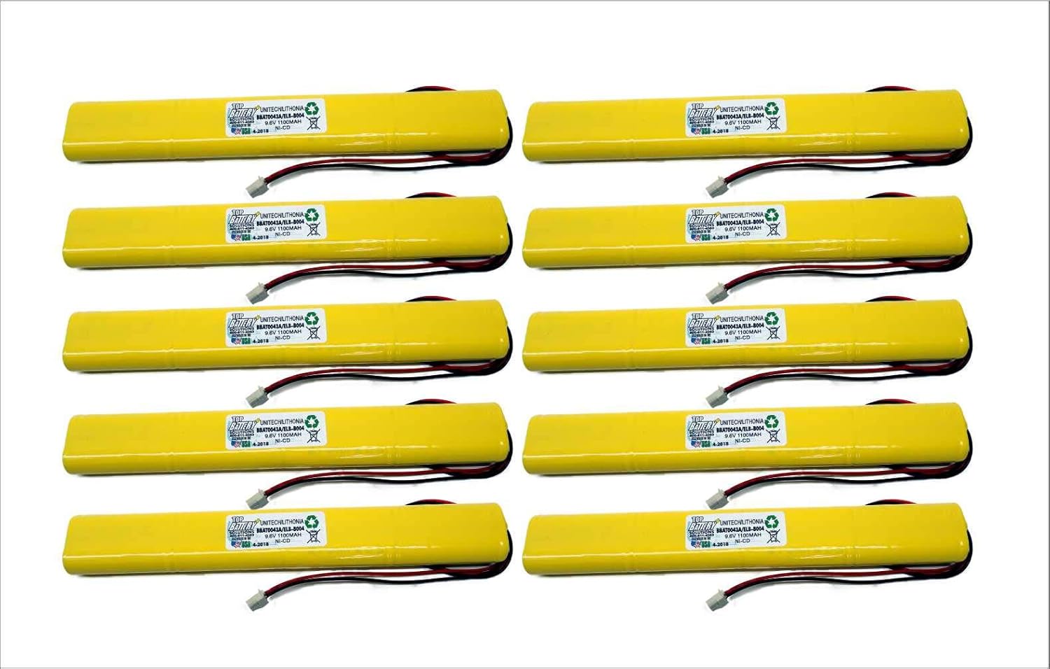 10PC Lithonia BBAT0043A,UNITECH BBAT0043A,LITHONIA ELB-B003.ELB-004 Replacement Battery Emergency Light 9.6V 1.1Ah NiCD