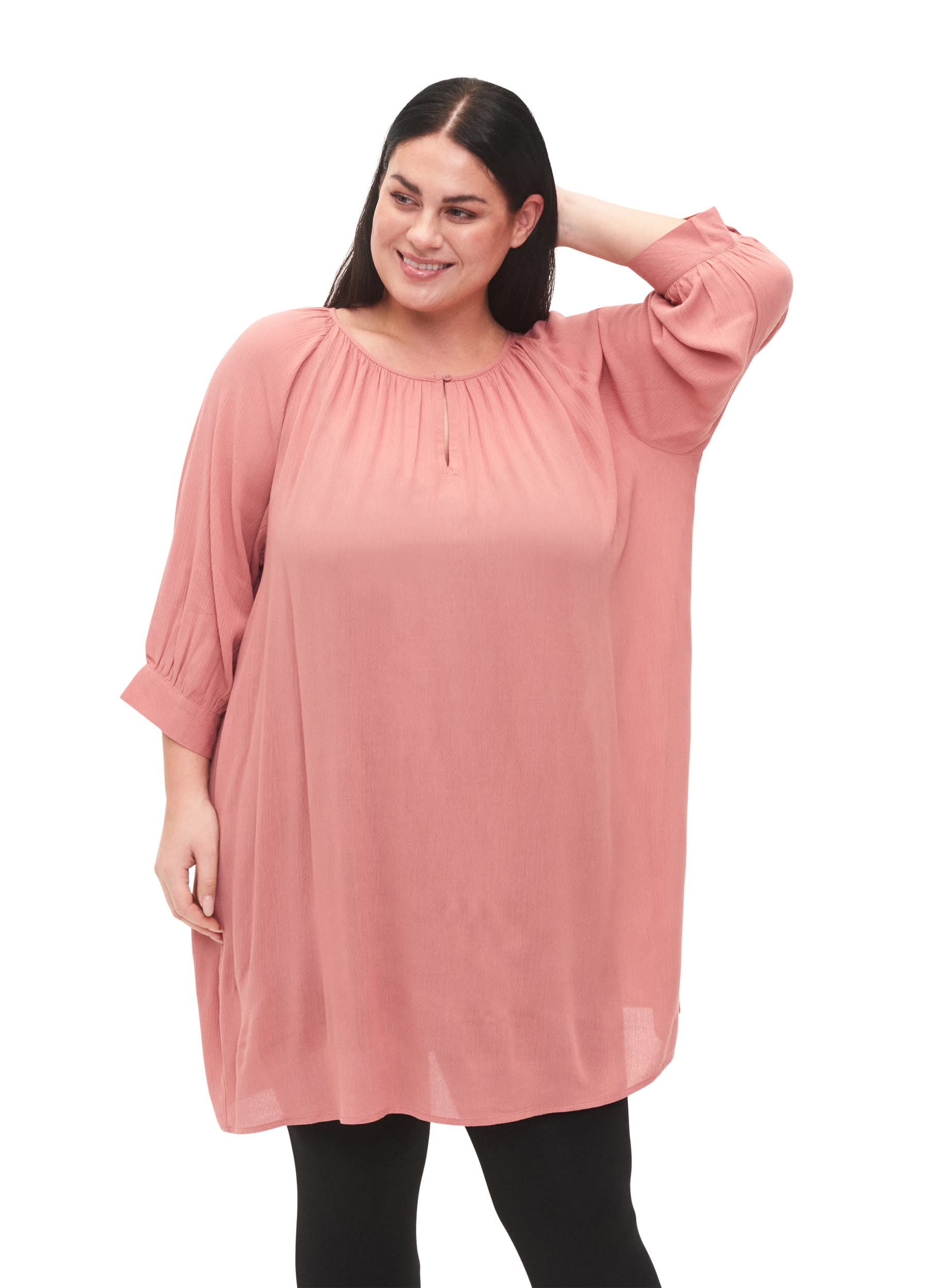 Zizzi Dames Grote Maten Tuniek Viscose 3/4 Mouwen Maat 46-48 Paars