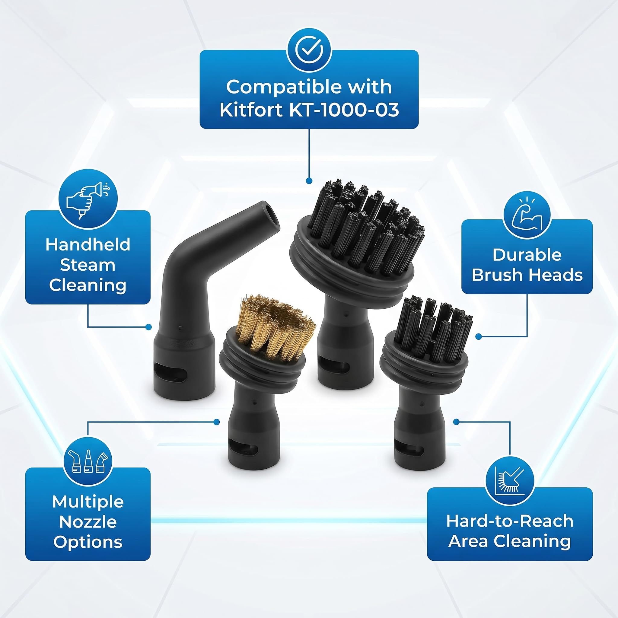 Kitfort KT-1000-03 Juego de 4 cepillos de boquilla de limpieza a vapor accesorios