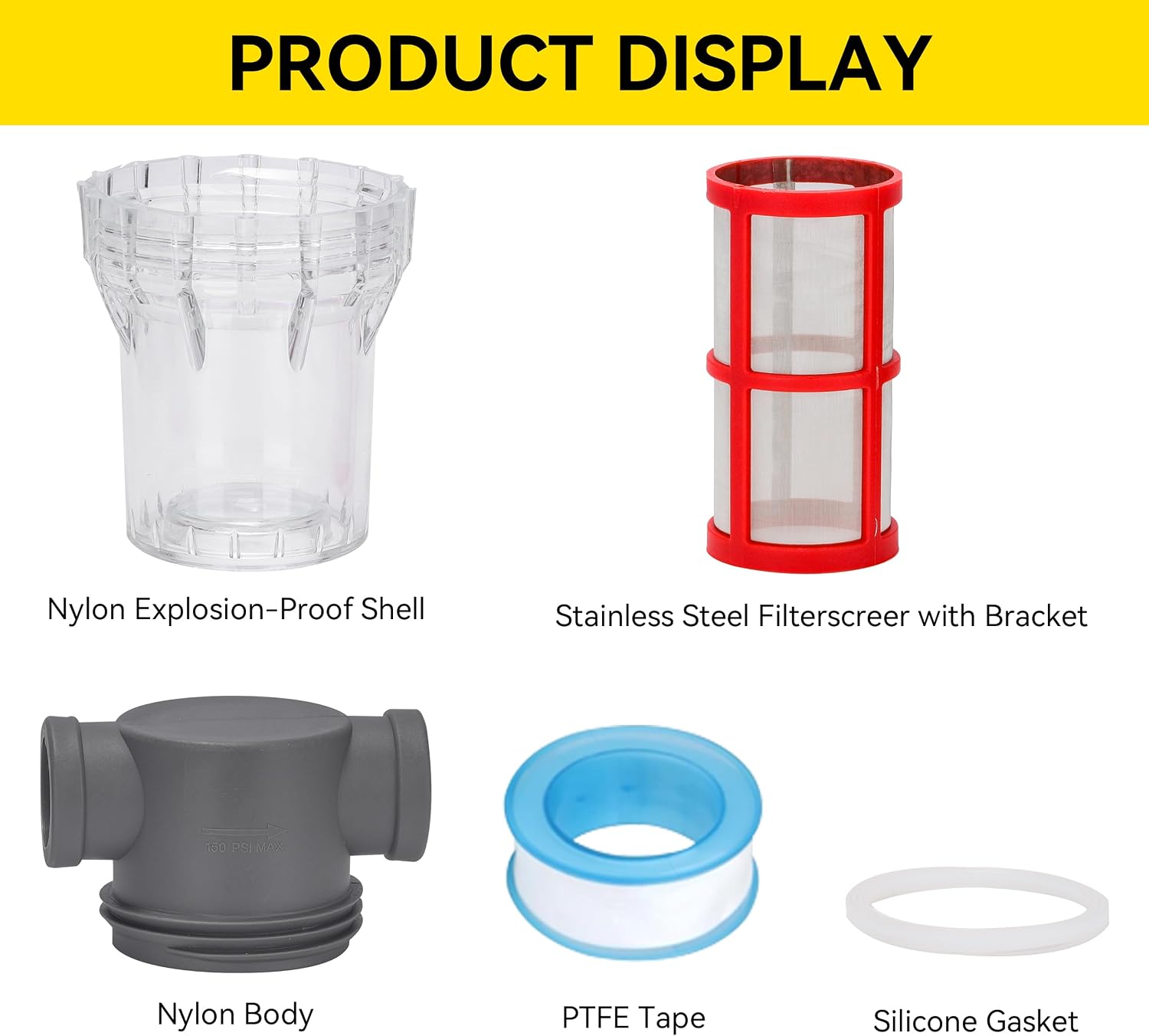 3/4'' Female NPT in-Line Strainer - Garden Hose Filter for High Pressure Washer, Sediment Filter with 200 Mesh Stainless Steel Screen (3/4'' 200 Mesh)