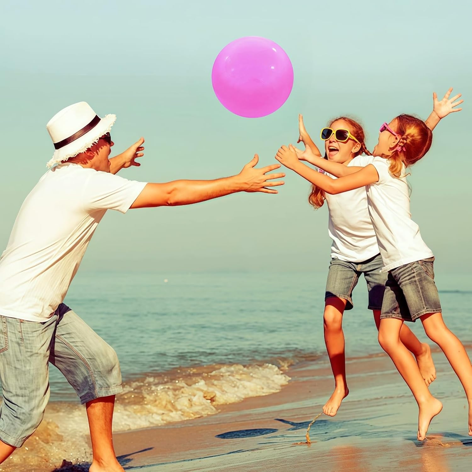 3 Pack Beach Balls, Large Inflatable Beach Balls Bulk for Parties, Beach, Pools & Play