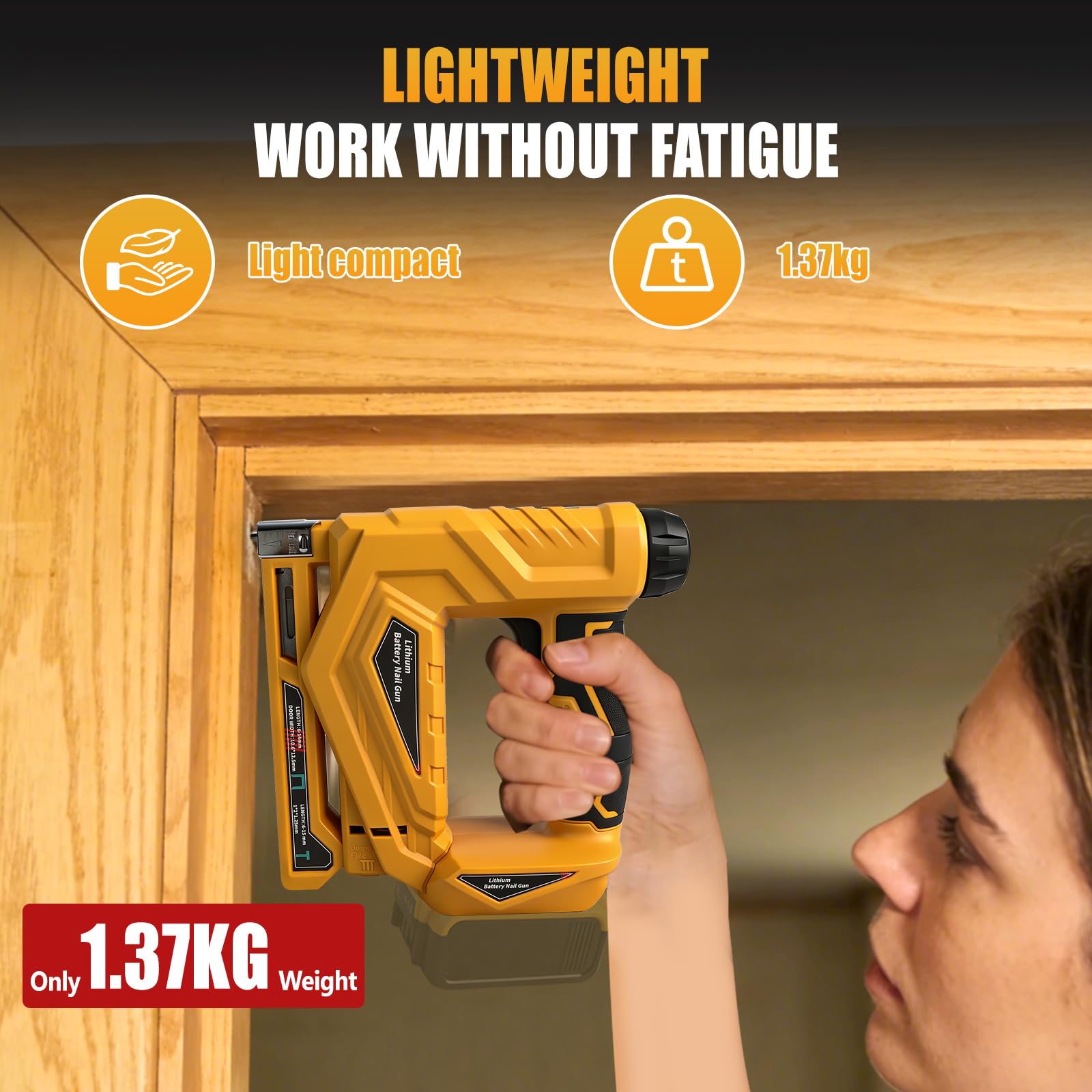 Cloueuse sans fil pour Dewalt 18 V/20 V, pistolet agrafeuse électrique 2 en 1 sans balais, agrafeuse 18GA avec 1000 clous, 1000 agrafes pour menuiserie en bois (jaune, pour Dewalt)