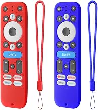 Hi Color Silicone Cover for Onn 4K Pro Streaming Device Remote,Compatible with Onn Free TV Button Remote Google TV 4K Plus/pro Streaming Box Silicone Cover with Lanyard (red+Blue)