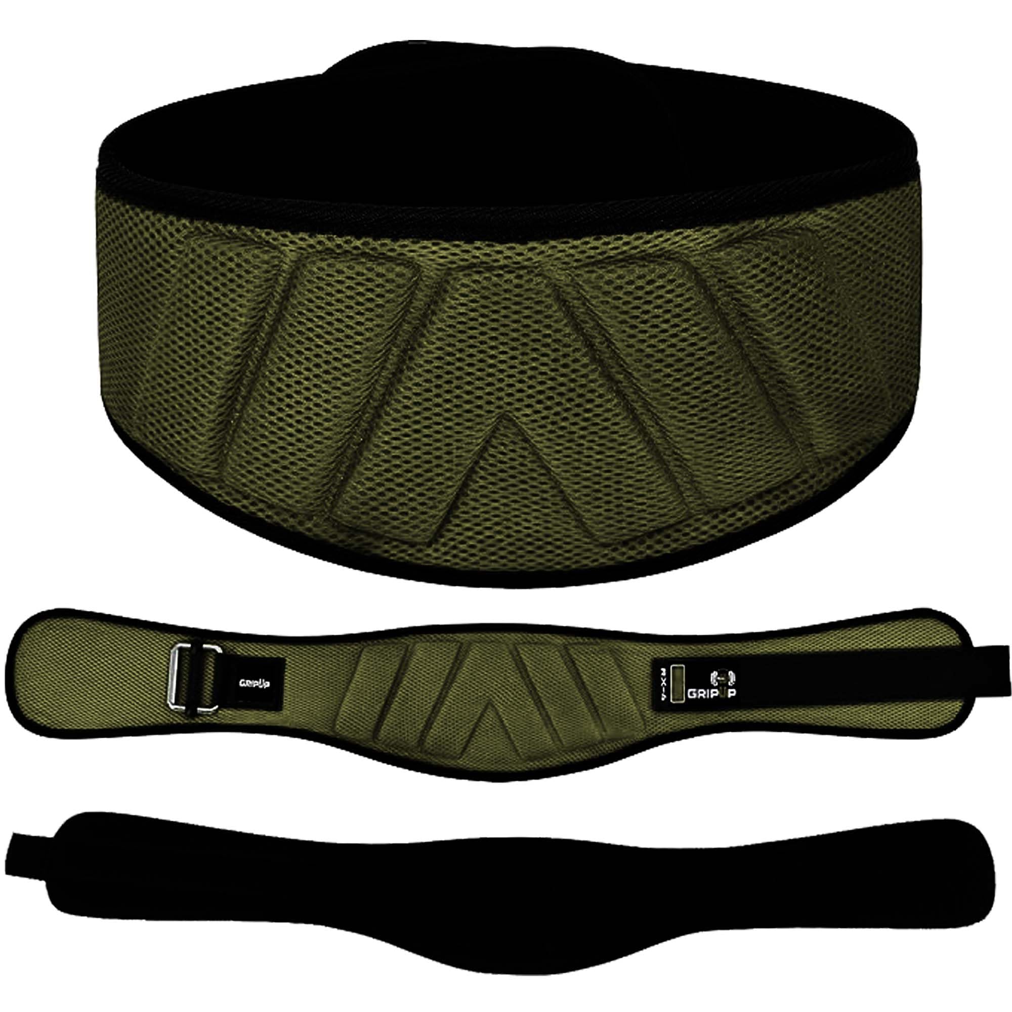 GripUp Weight lifting Gym Belt Curved Padded Back Lumbar Support Neoprene Belt for Fitness Exercise Bodybuilding Powerlifting Workouts Deadlifts Squats & Weightlifting Men Women (Green, M)