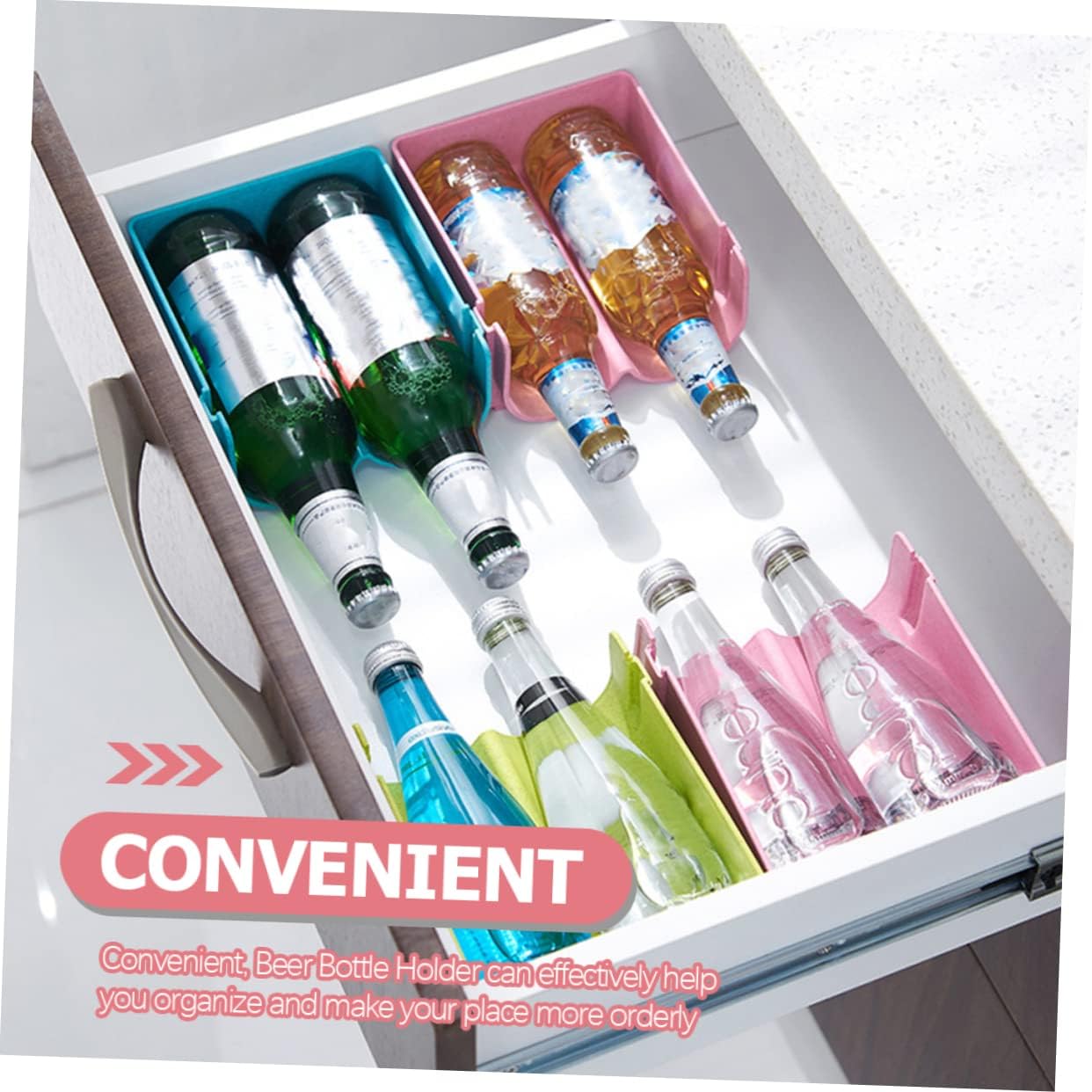 3pcs Stackable Multi-function Beer Rack Plastic Beverage Organizer for Cans and Bottles Lightweight Stylish Design for Kitchen and Fridge Storage