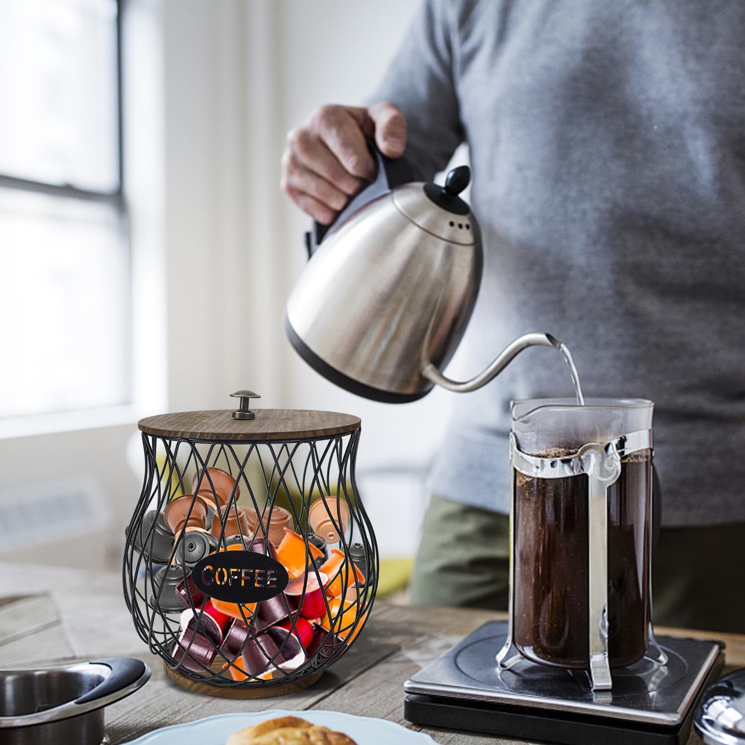 Soporte para cápsulas de café, soporte para cápsulas de café, cesta de almacenamiento para cafeína, monodosis expreso, recipiente K para bancos, accesorios para bar