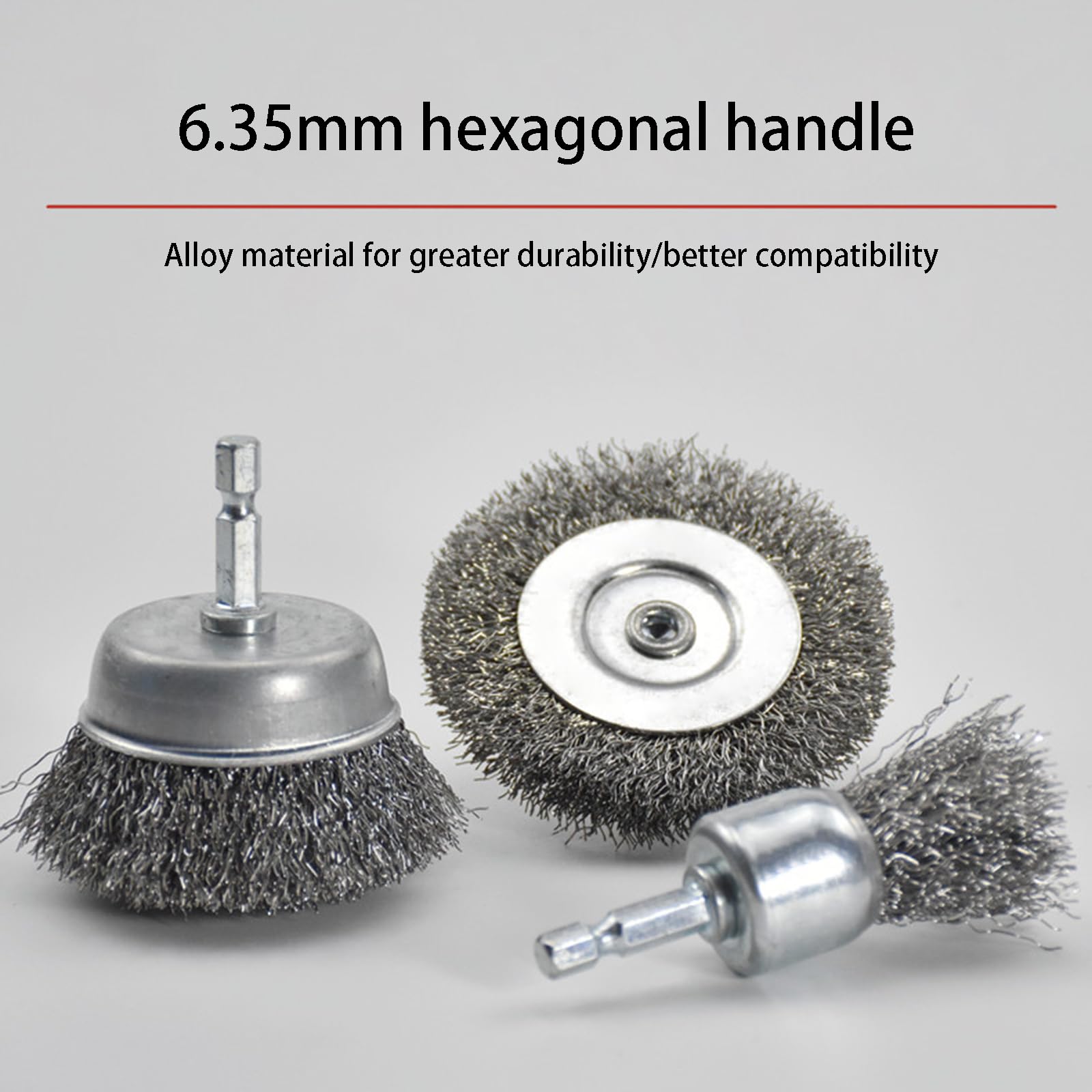 Koło druciane do szlifierki stołowej szczotka druciana 75 mm / 3 cale z sześciokątnym uchwytem 6,35 mm / 0,25 cala do gratowania polerowania szczotkowanie kształt T ||30 szt