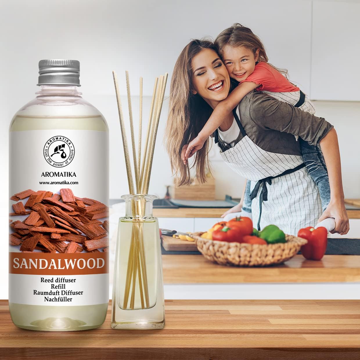 Reed Diffuser Refill Sandalwood 17 Fl Oz (500ml) - Room Diffuser - Home Fragrance - Scented Diffusers for Aromatherapy - Air freshener - Fresh/Intensive Fragrance - Image 6