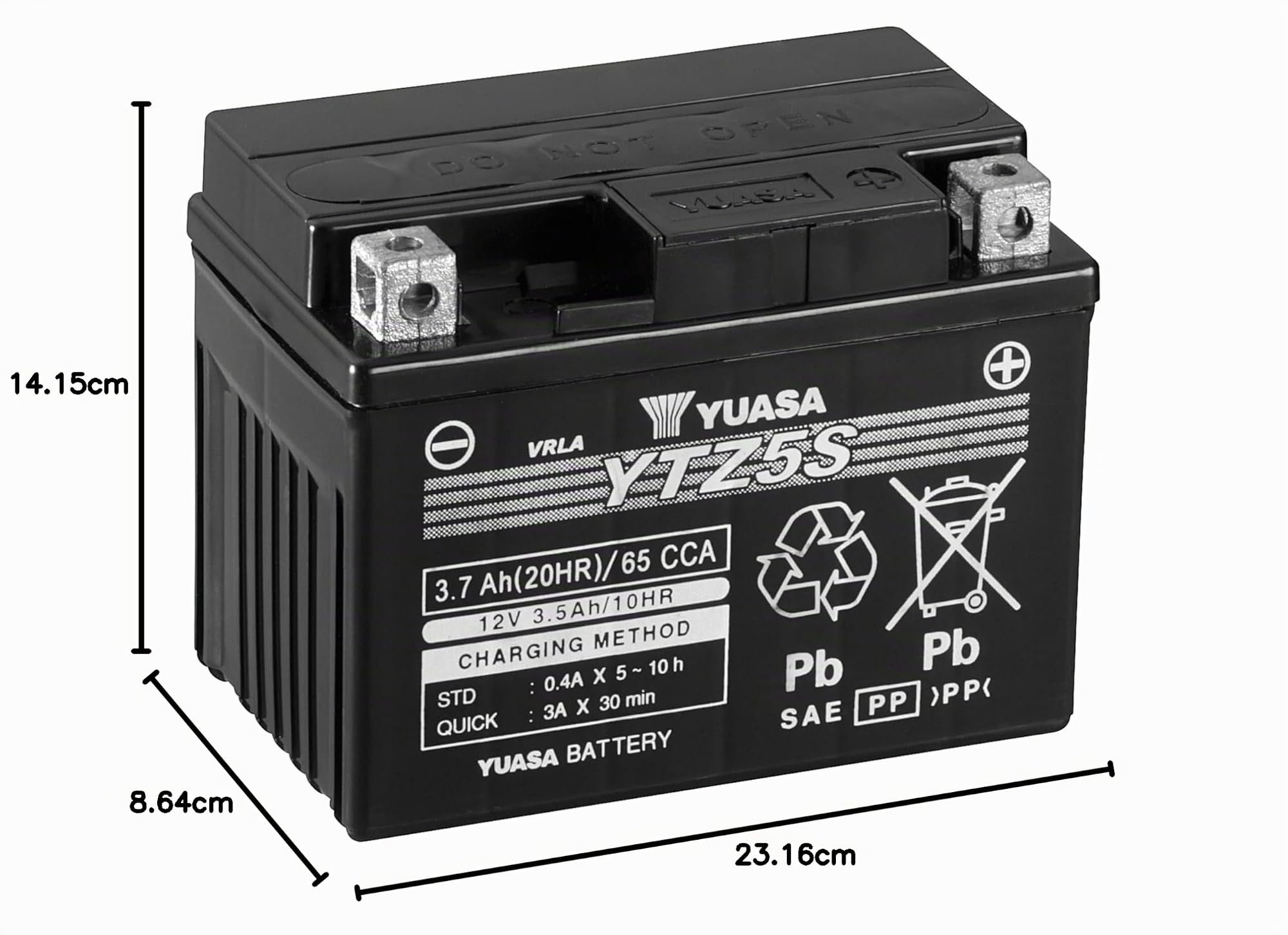 YUASA BATTERIE YTZ5S AGM geschlossen, 23.2 x 14.1 x 8.6 cm