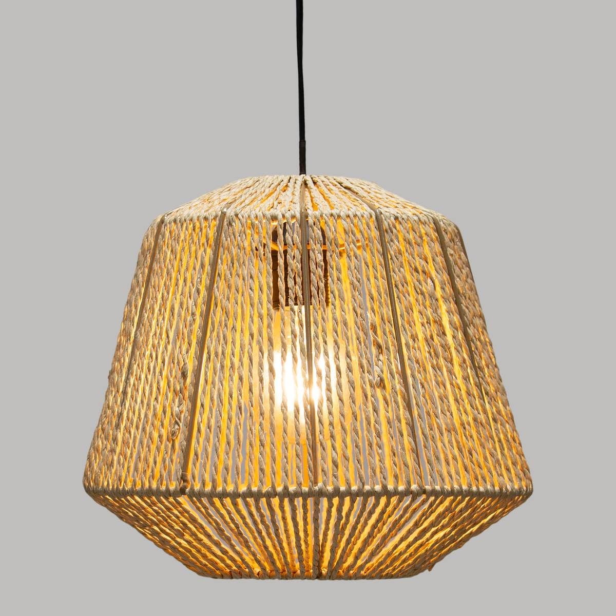 Atmosphera - Suspension Jily en Corde de Papier Beige D29 cm - Luminaire Style Bohème et Naturel - Ampoule Non Incluse - Pour Chambre, Salon
