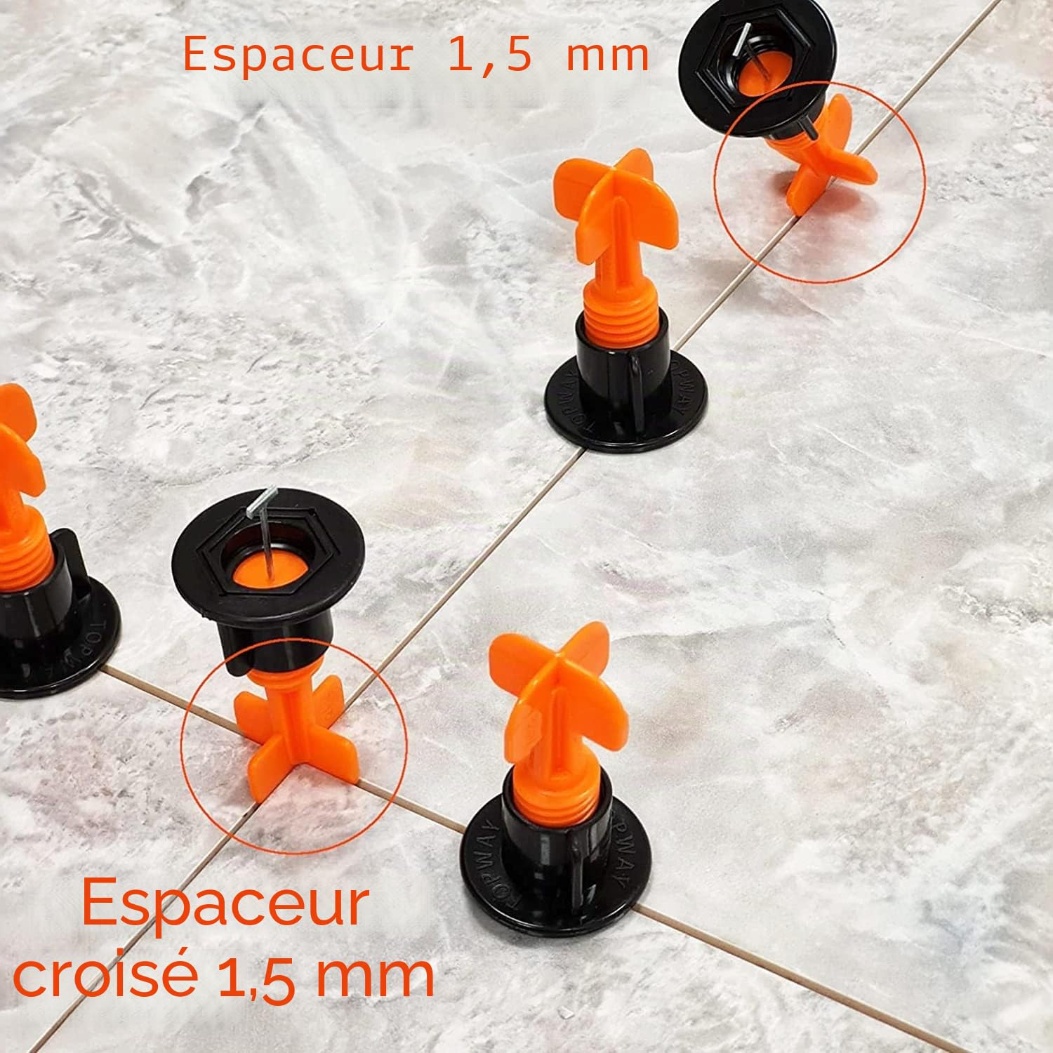 TOPWAY Système de Nivellement Multifonction de Carreaux 90PCs / Pack Niveleurs de Carreaux Réutilisables Entretoises pour Murs de Construction Sols + Clé