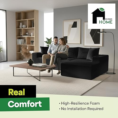 Miniatura 3 de EconoHome Sofá seccional Boneless Cloud, asiento profundo de felpa en forma de L para relajarse y entretener, construcción duradera y fácil montaje,
