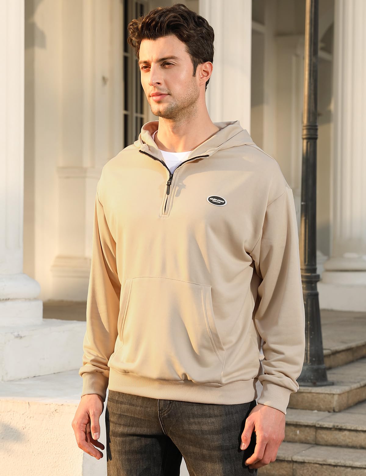 Casey Kevin Sudaderas Hombre Capucha Fina Sweatshirt Hombre con Bolsillo Cierre de Cremallera Media para Deportes en Invierno y Primavera