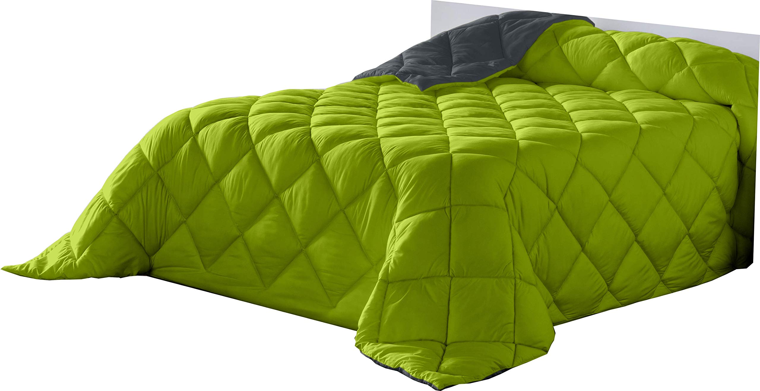 Lucena Cantos - Edredón Nórdico Bicolor, Fibra 400 gr, (Verde/Gris, Cama 105, 200x270 cm)