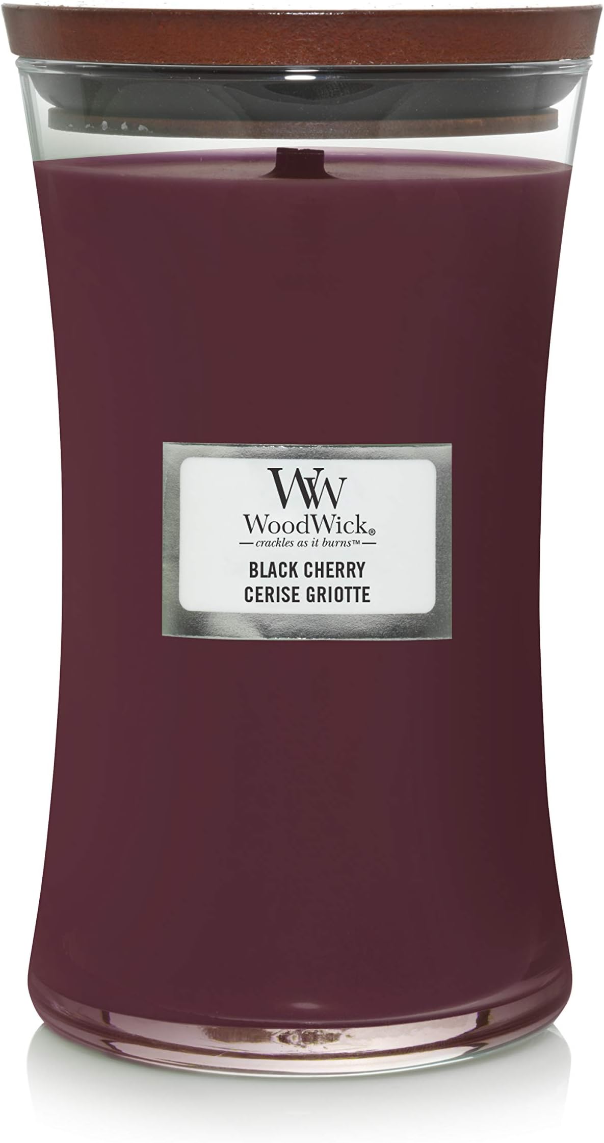 Large Hourglass Scented Candle | Black Cherry | with Crackling Wick | Long Burning Candles: up to 130 Hours | Gifts for Women