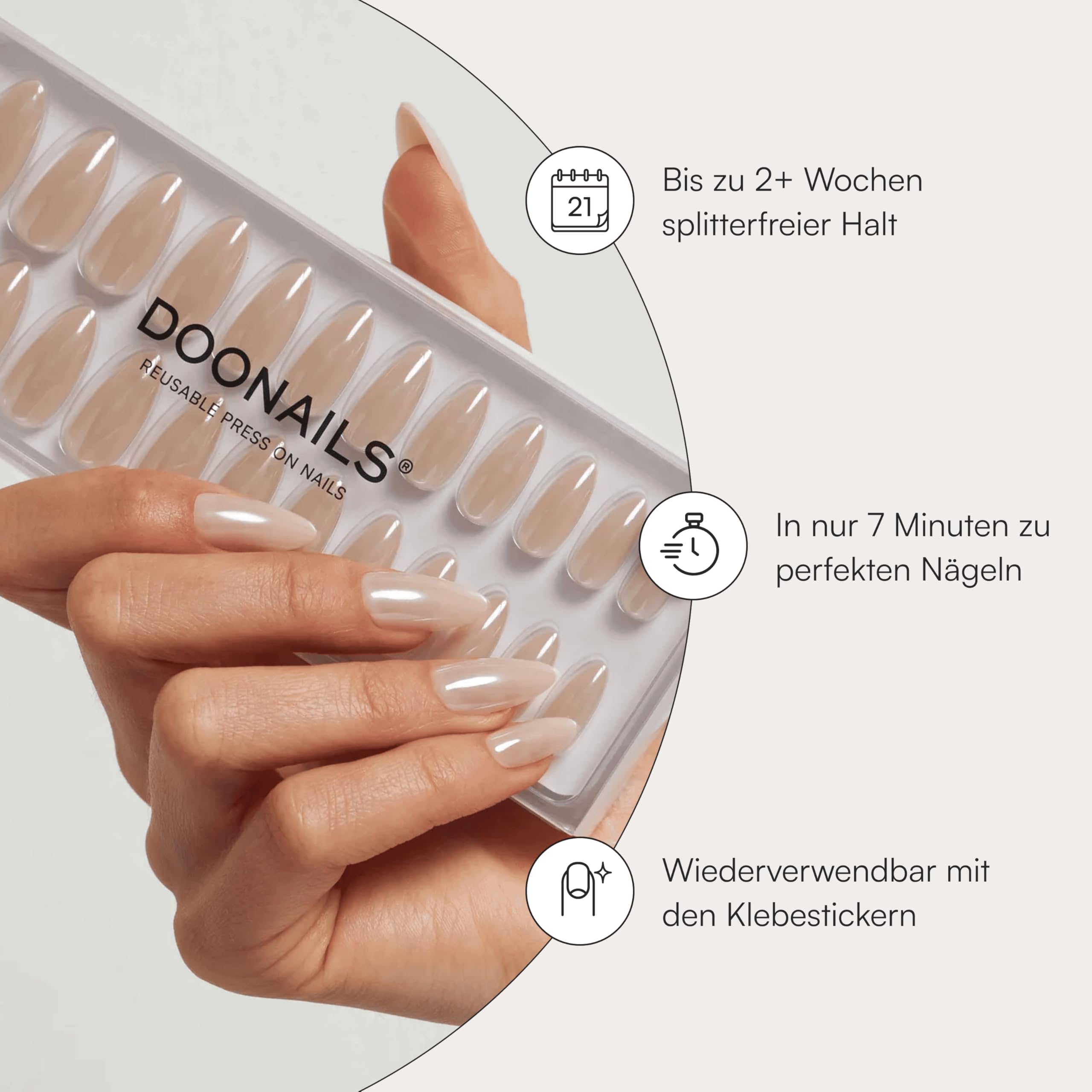 DOONAILS Soft Gel Press On Nails 30er Set Toffee Almond Form Mirror Nägel zum Aufkleben Full Cover in Salonqualität Fake nails soft gel Medium Natürliches & angenehmes Tragegefühl