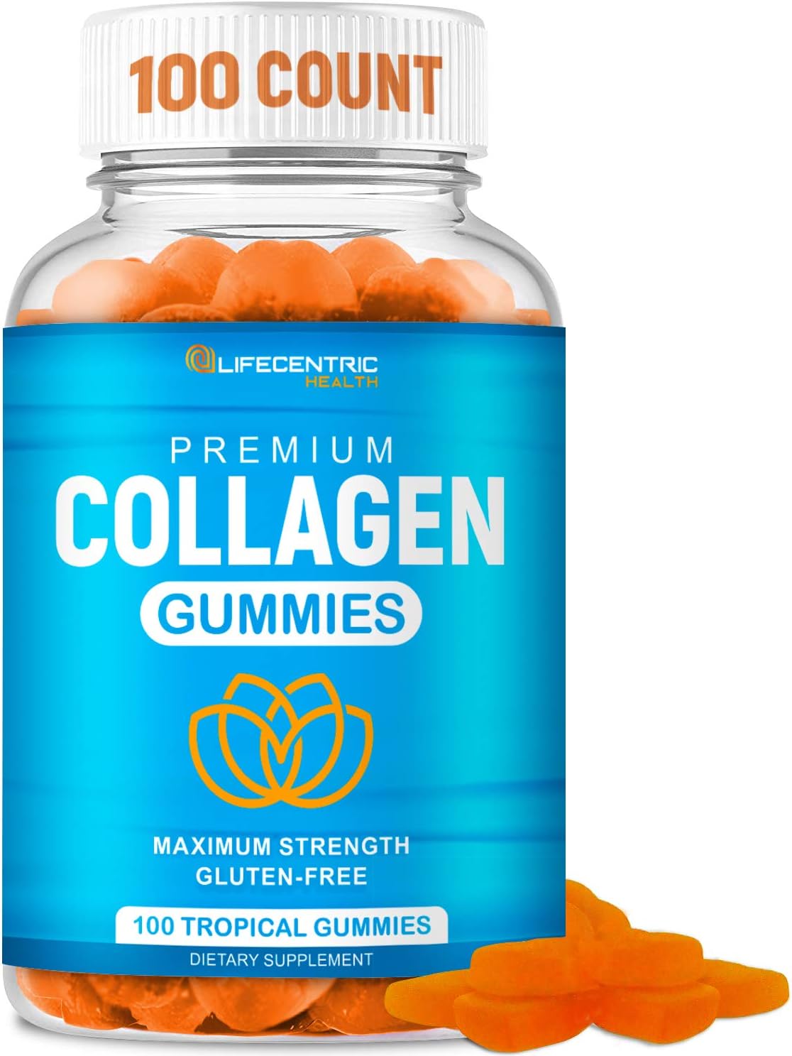 Collagen Gummies for Women and Men | Collagen Supplement for Joint Support Plus Strengthen Your Hair Skin and Nails | 100 Count Delicious Tropical Flavor Collagen Supplements for Women and Men
