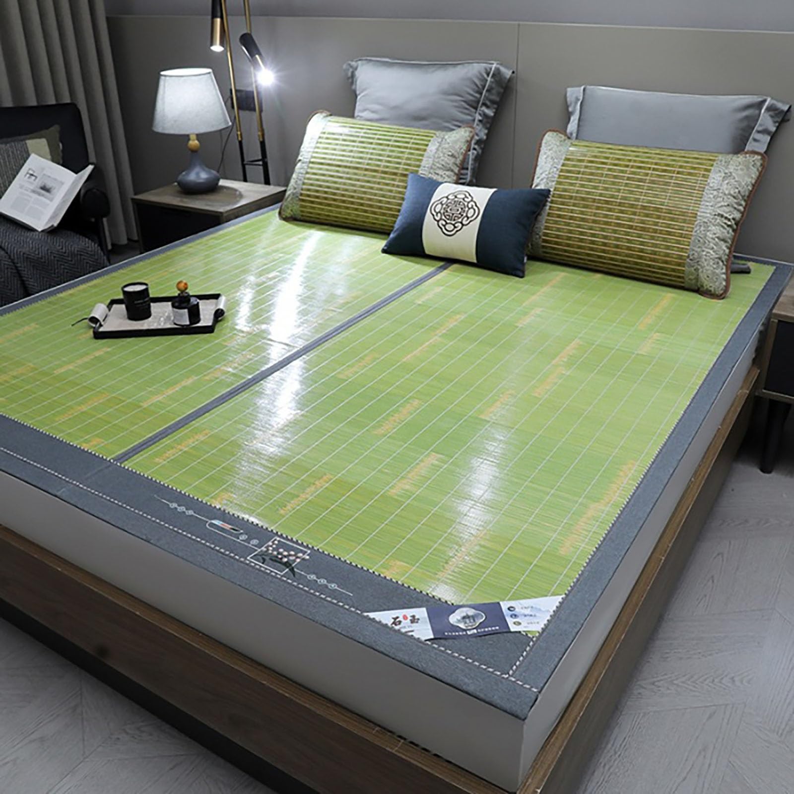 Tapis de lit rafraîchissant en bambou carbonisé de haute qualité pour literie double