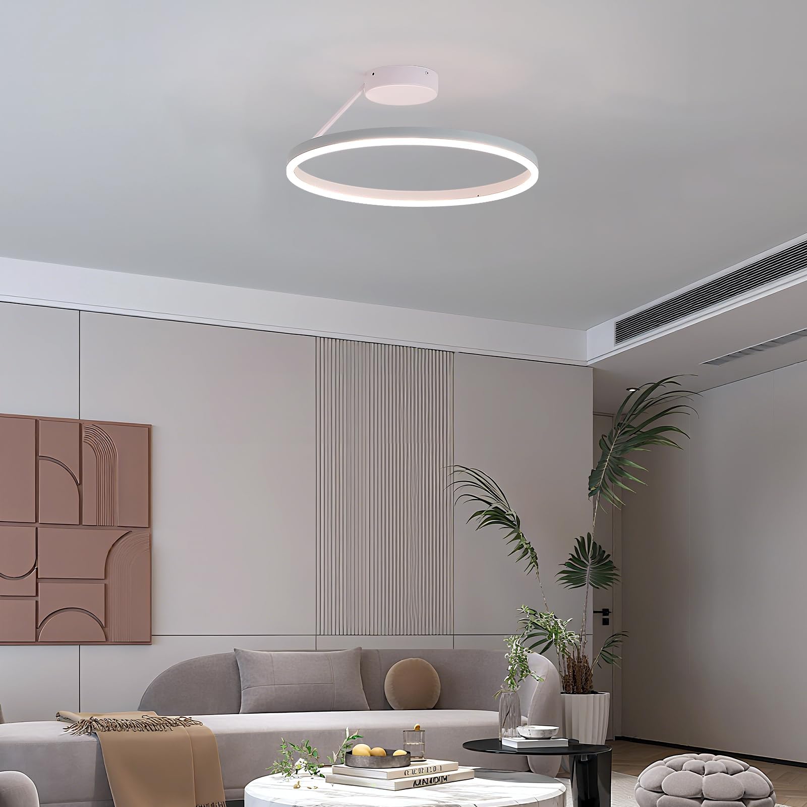 Ring Deckenlampe, Runde LED Deckenleuchte, Moderne Einfache Deckenlampen, Weiß Dimmbare deckenleuchten, Geeignet für Wohnzimmer, Esszimmer, Schlafzimmer, Küche, Korridor, Flur 50cm