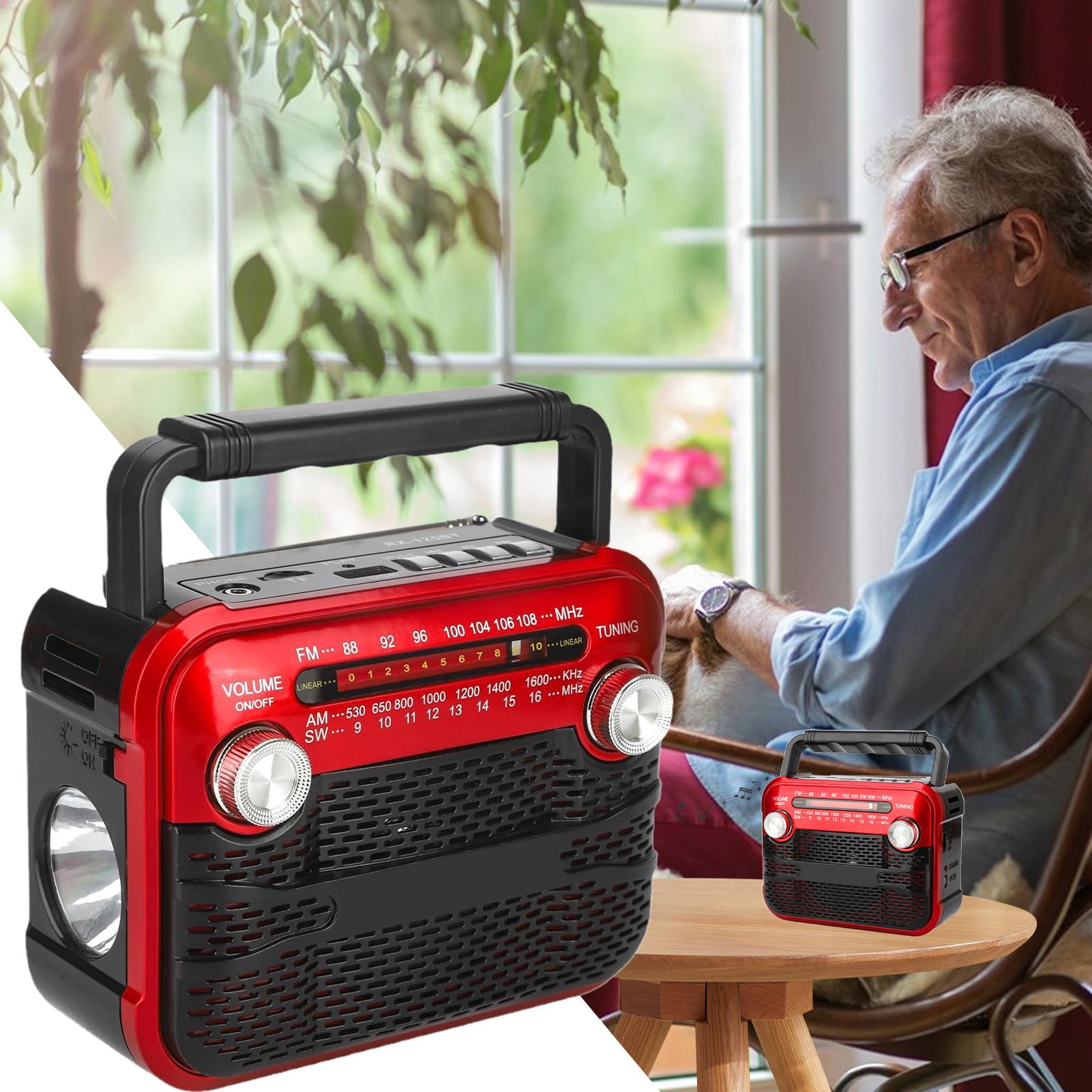 Radio survivalowe, radio solarne 3 W z FM/AM/OC1-6/USB/karta MicroSD/, Multiband FM/AM/OC1-6 z USB/TF/i latarka do bezpieczeństwa rodzinnego i alarmu pogodowego