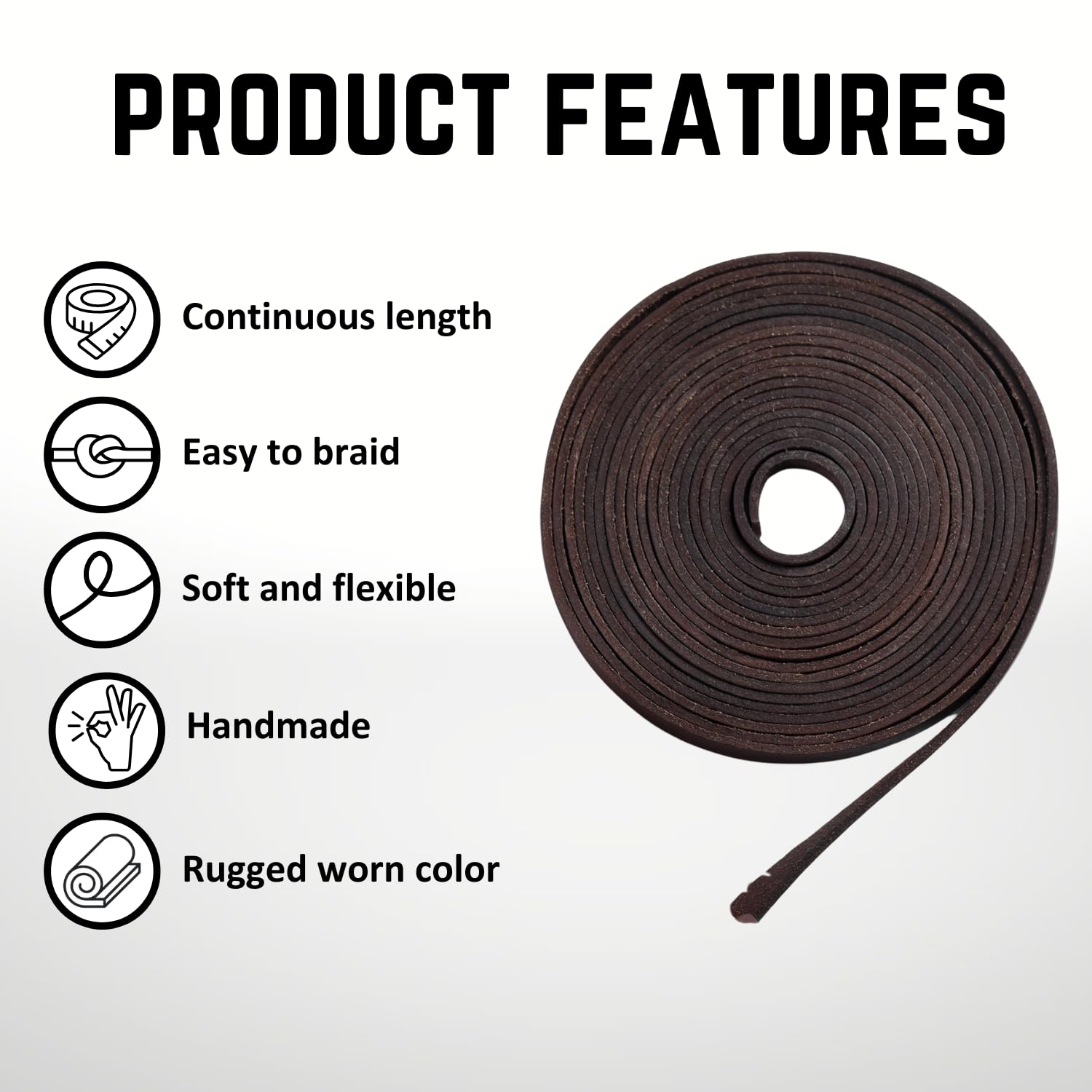 Cordón plano de cuero genuino de grano completo, tiras de cuero vacuno para hacer joyas, proyectos de manualidades, cinturones, llaveros (marrón oscuro envejecido, 3 mm)