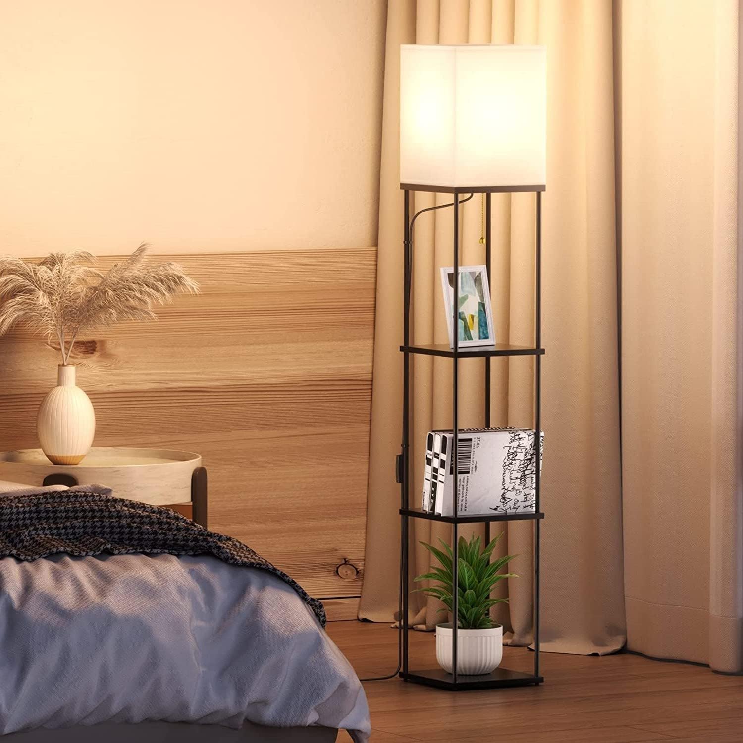 wenyuyu LED Floor Lamp with Shelves, Modern Smart Standing Floor Lamp