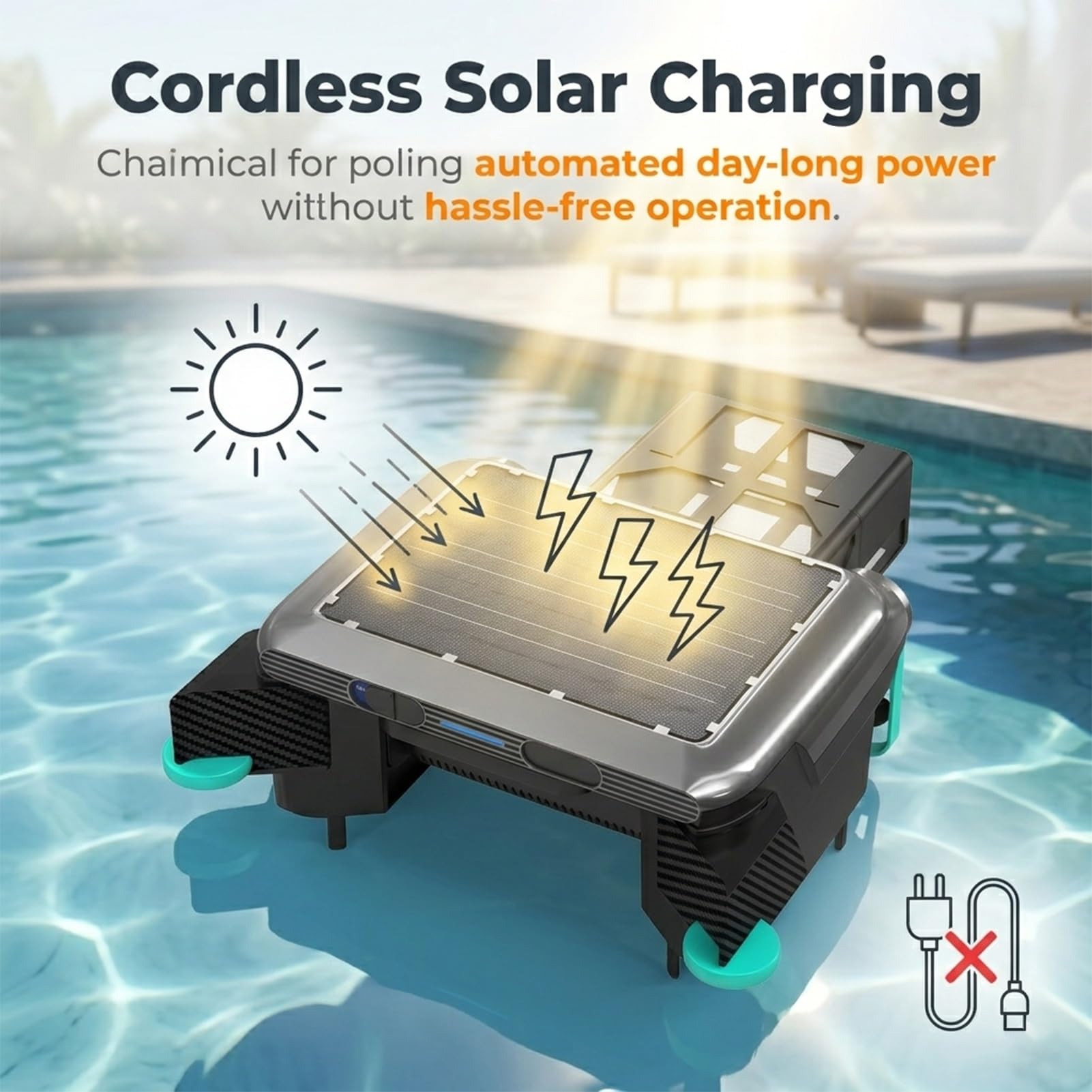 Skimmer Solaire Automatique de Surface,Robot de Nettoyage de Piscine avec Moteur Brushless et Capacité 6L,Navigation Stable pour Débris Flottants,Nettoyeur Fiable