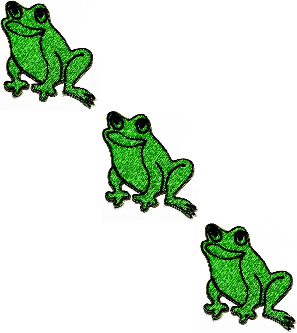 HHO Patch Set 3 Pieces. Mini Happy Frog Iron on Patches Frog Green Cute Animal Cartoon Embroidered Applique Patch Accessories DIY for Clothes Backpacks T-Shirt Jeans Skirt Vests Hat Bag