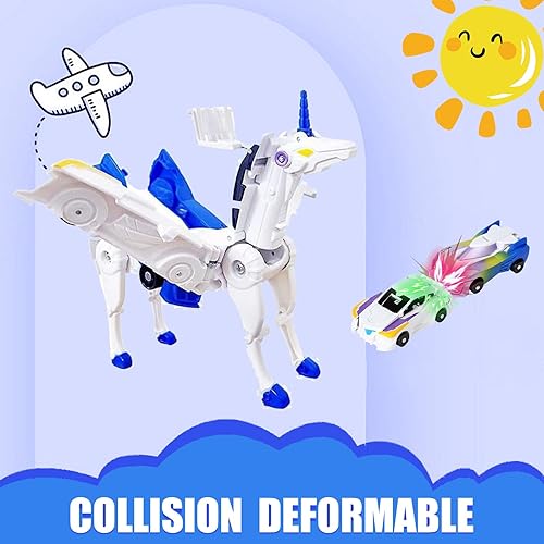 Miniatura 3 de Juguete de auto transformador de colisión de unicornio, auto magnético 2 en 1 que se transforma en juguete de unicornio, para niños y niñas de 3 a