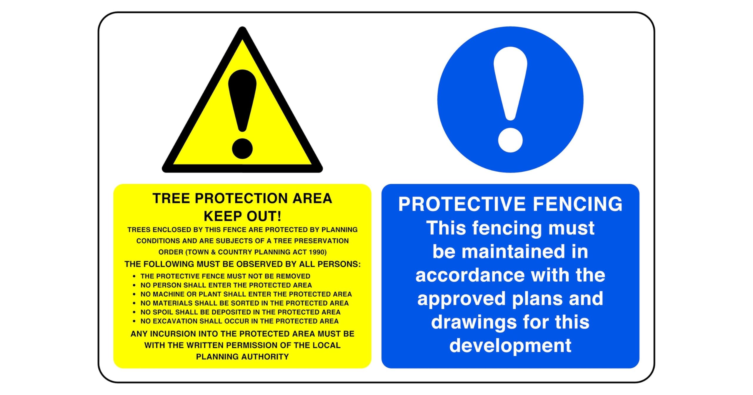 Tree protection area keep out sign- 3mm Aluminum Dibond for indoor/outdoor usage (300mm x 200mm) Ensures Safety Within 7m Viewing Distance.