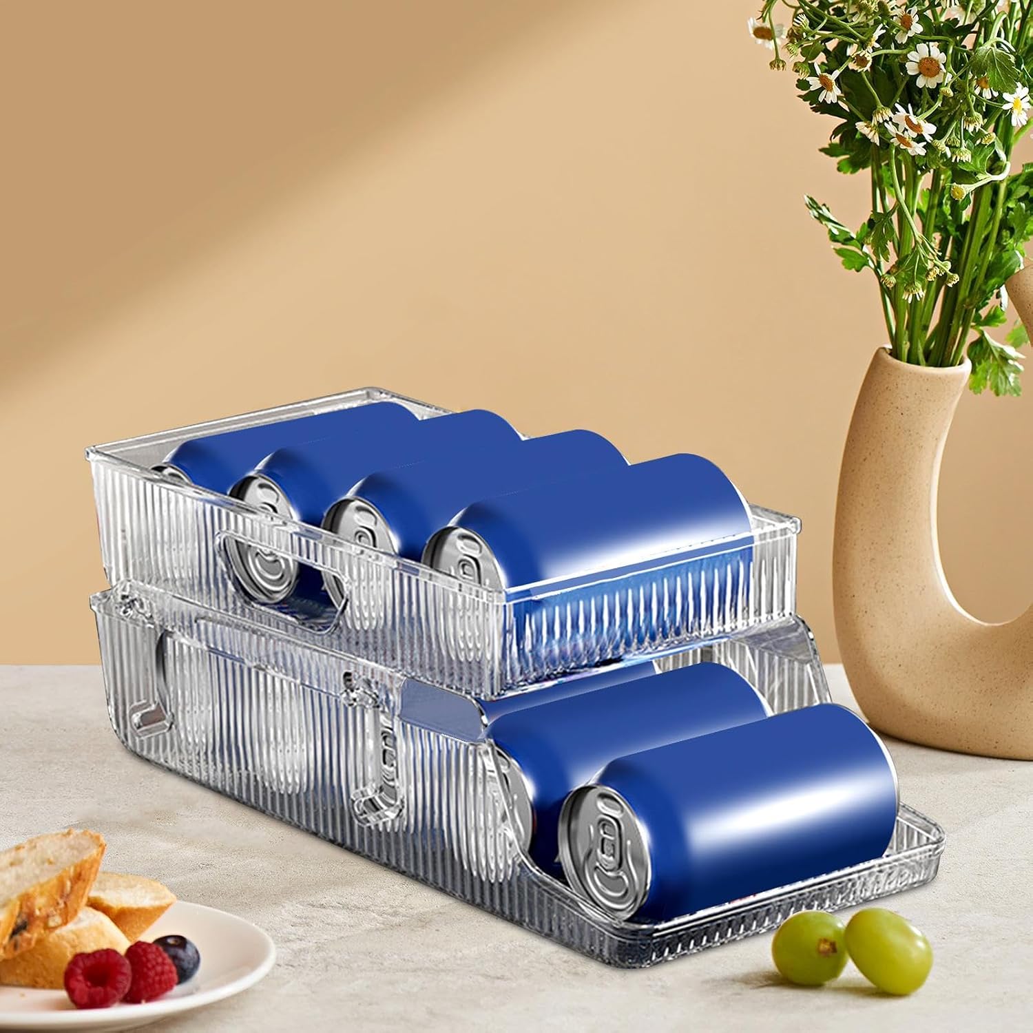 Refrigerator Soda Can Dispenser Refrigerator Stackable Can Holder for