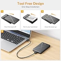 Vista 6 de iDsonix 2.5 inch Hard Drive Enclosure USB 3.0 to SATA III Tool-Free External Hard Drive Enclosure for 7mm9.5mm 2.5" SSD HDD with UASP, for Toshiba