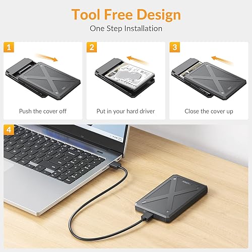 Miniatura 6 de iDsonix 2.5 inch Hard Drive Enclosure USB 3.0 to SATA III Tool-Free External Hard Drive Enclosure for 7mm9.5mm 2.5" SSD HDD with UASP, for Toshiba