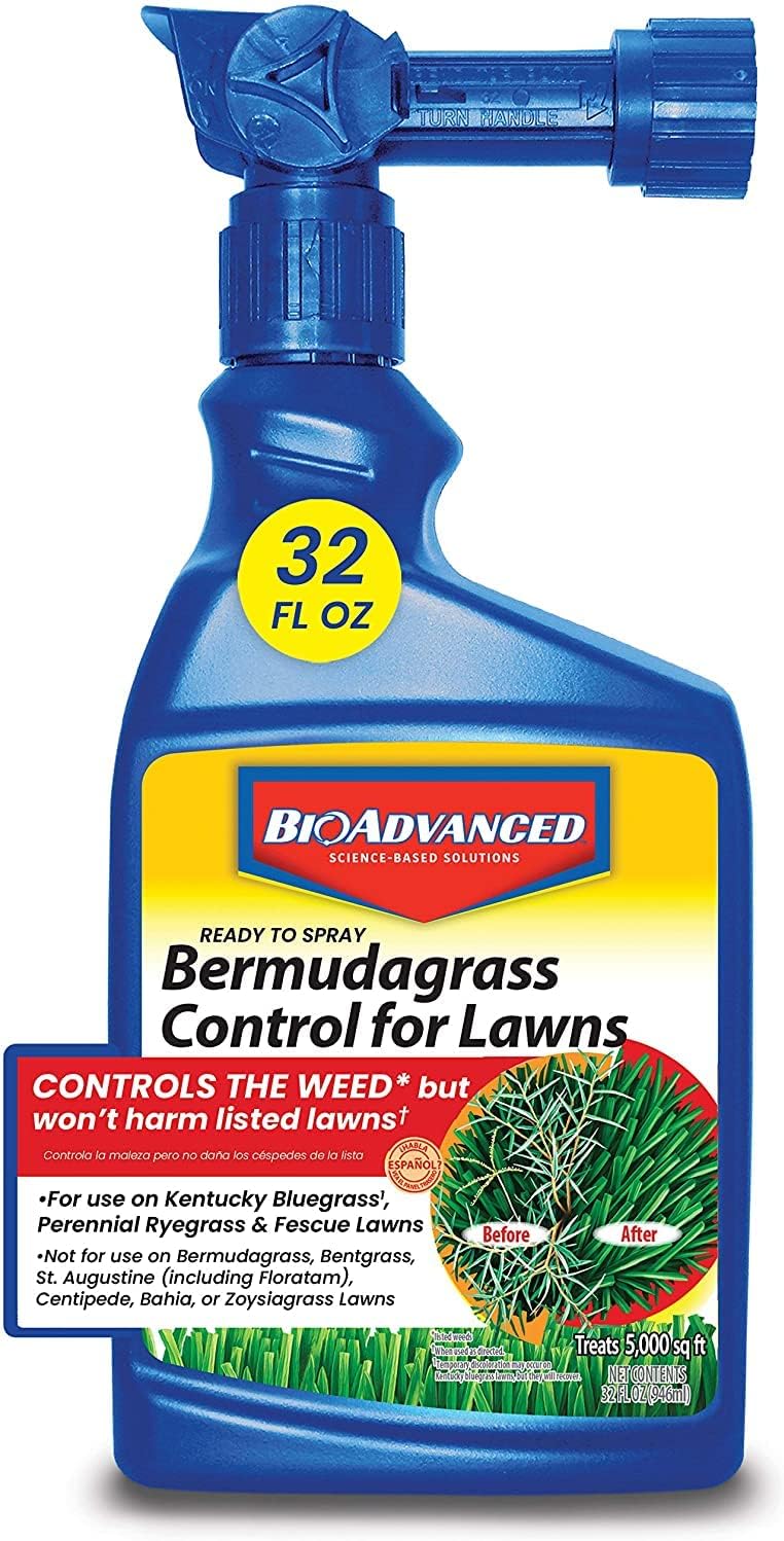 BioAdvanced Bermudagrass Control for Lawns, Ready-to-Spray, 32 oz with BioAdvanced All-in-One Lawn Weed and Crabgrass Killer I, Concentrate, 40 oz : Patio, Lawn & Garden