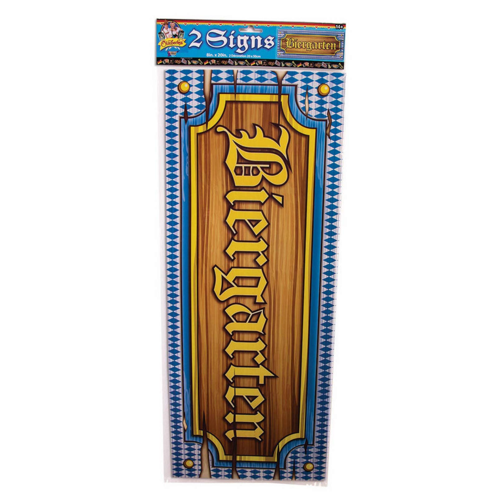 Forum Novelties Oktoberfest Biergarten Sign 20 Inches Long Cardboard Party Decoration Set of 2