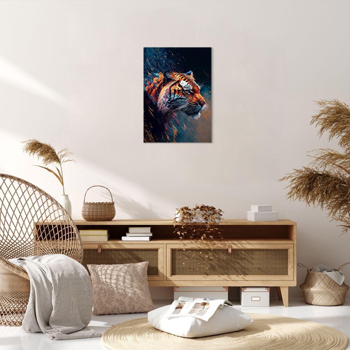 Impression Sur Toile Intissé - Tableau Déco Tigre - Référence G-B-0024-b-n - Marque Murando - Neuf Sous Emballage