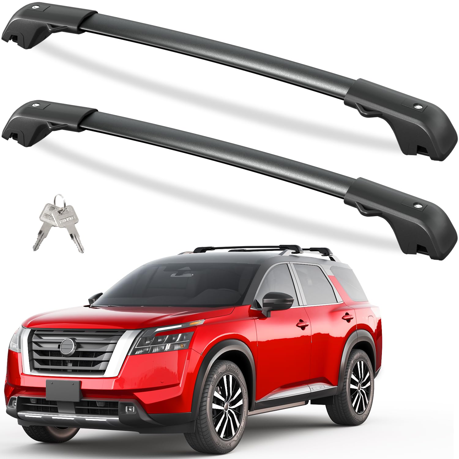 Tuyoung 220lbs Lockable Roof Rack Cross Bars Compatible with Nissan Pathfinder 2022 2023 2024 2025 SV SL Platinum with Raised Rails, Heavy Duty Aluminum Roof Rails Crossbars Rooftop Cargo Bars