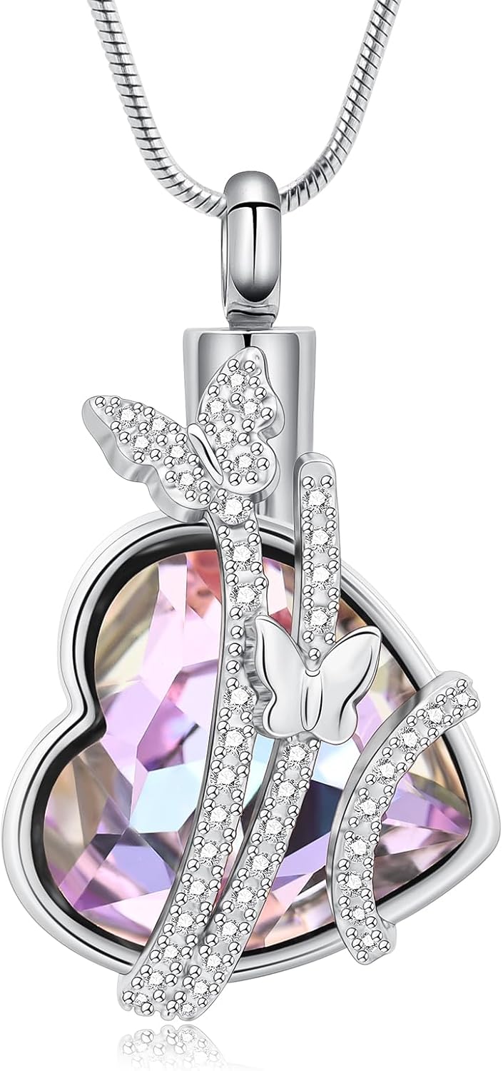 Cremation Jewelry Butterfly Urn Necklace For Ashes For Women Men Keepsake Memorial Human Pet Ashes Locket Pendant