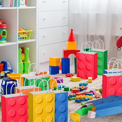 Miniatura 7 de YOTNUS Bloque de construcción, bolsas de regalo para fiestas, pequeñas bolsas de regalo con asas, para bloques de construcción, fiesta de