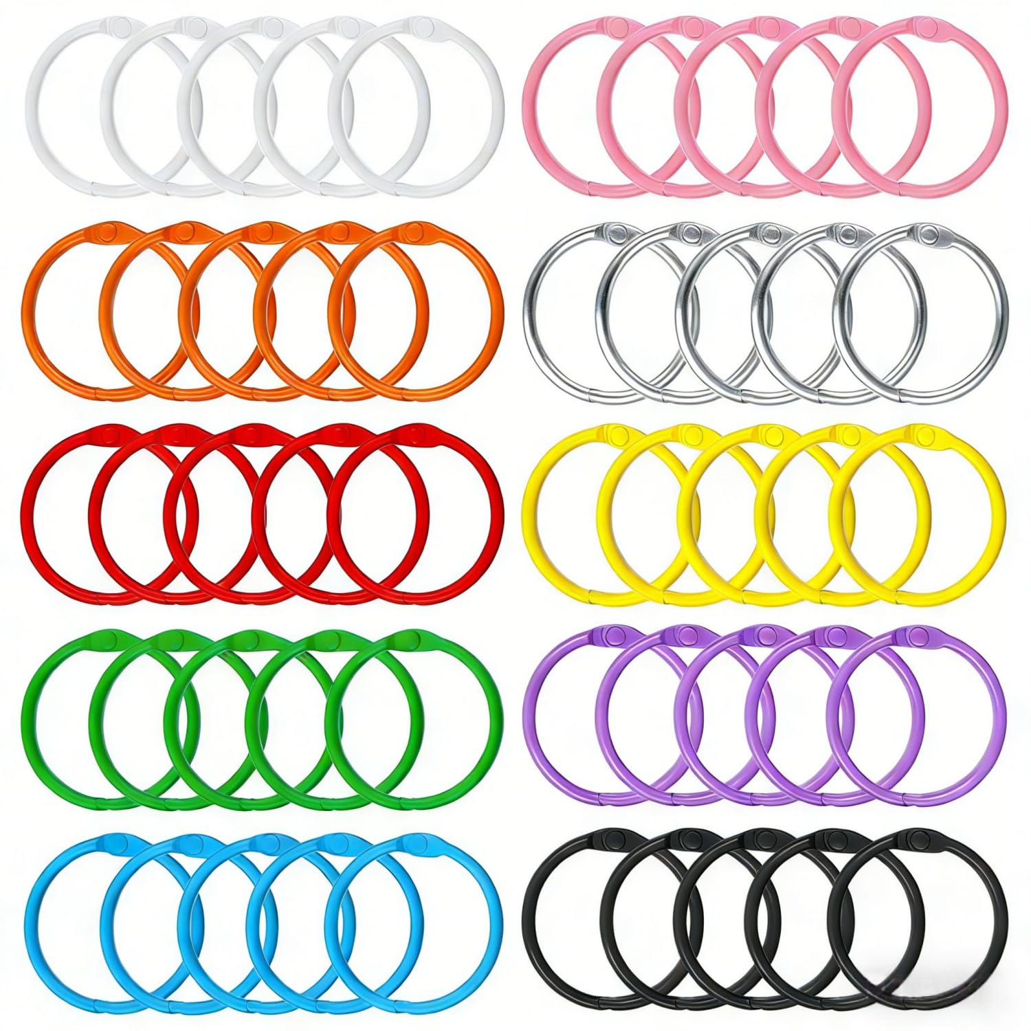 50Pcs 30mm Metal Binder Rings for Flash Cards, Index Cards, Book Binding, Keychains & Crafts