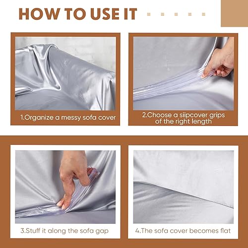 Miniatura 4 de Yinkin Namalu - Funda para sofá de 8 y 16 pulgadas, funda de sofá larga transparente de PVC, antideslizante, agarres para sofá seccional, silla