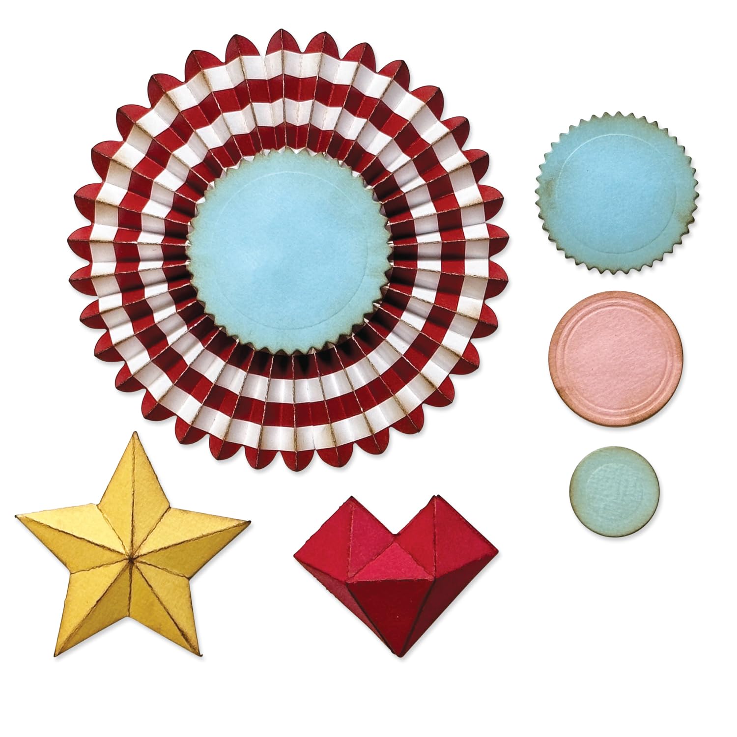 Sizzix Thinlits Die Set, Vault Rosettes by Tim Holtz, 6 Cutting Dies, Silver