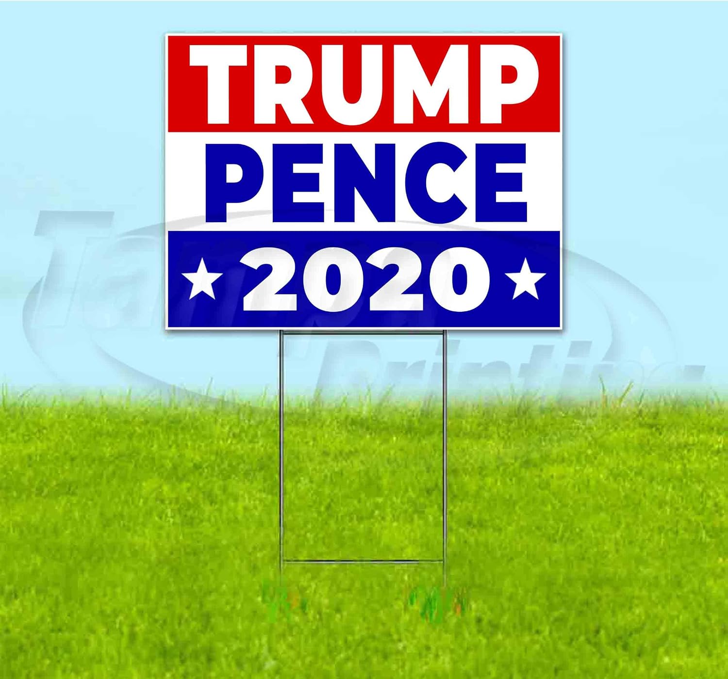 Trump Pence 2020 (18" x 24") Yard Sign, Quantity Discounts, Multi-Packs, Includes Metal Step Stake, Bandit, New, Advertising, USA